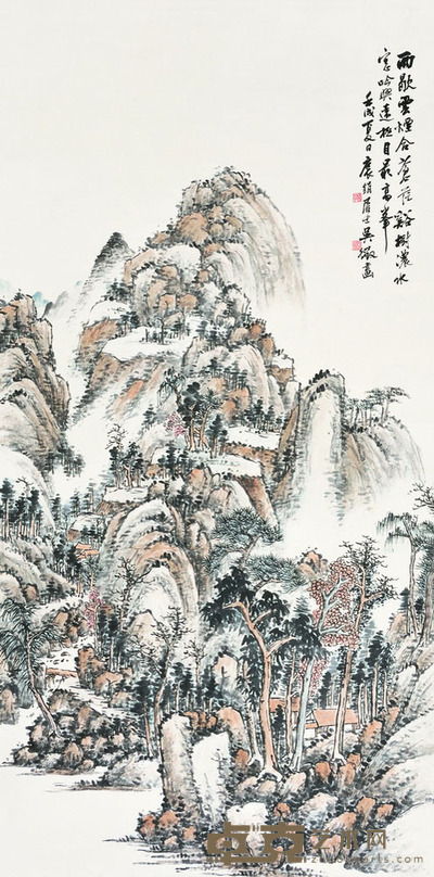吴征 云烟溪树图 135.5×68.5 每幅8.5