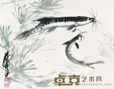 黄胄 鱿鱼嬉水 34.5×46 每幅1.4