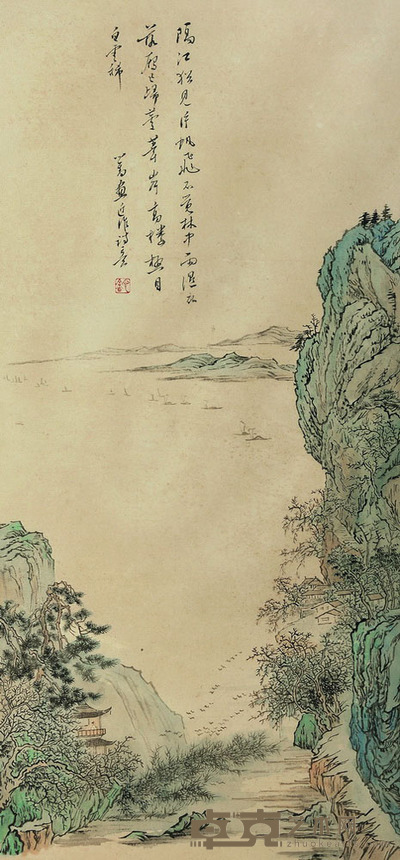 溥儒 孤江帆影图 81×37 每幅2.7