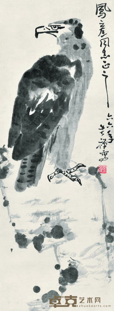 李苦禅 英雄独立 94×33 每幅2.8