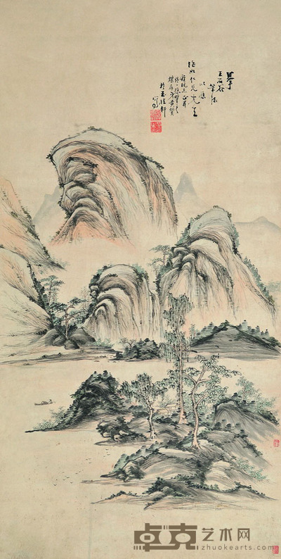 黄宾虹 似王石谷笔意 136×68 每幅8.4