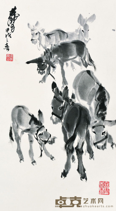 黄胄 六驴图 69×38 每幅2.4
