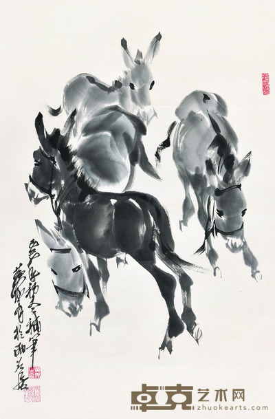 黄胄 群驴图 67×44 每幅2.7