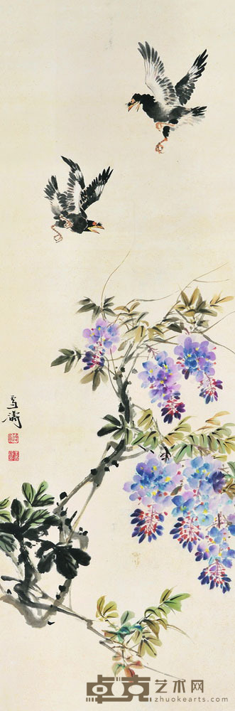 王雪涛 双喜图 119×39 每幅4.2