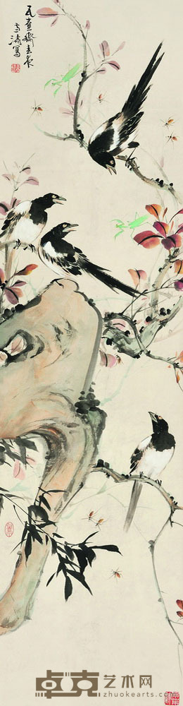 王雪涛 四喜图 131.5×33 每幅3.9