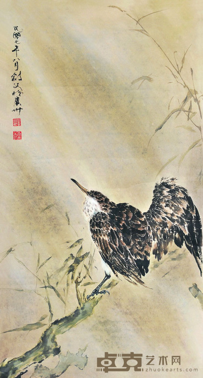 高剑父 竹禽图 100×53.5 每幅4.9