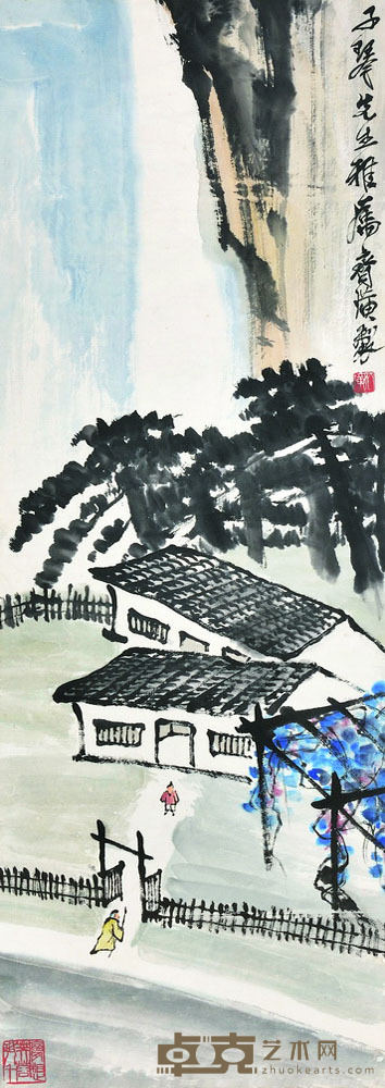 齐白石 山居图 102×37 每幅3.4