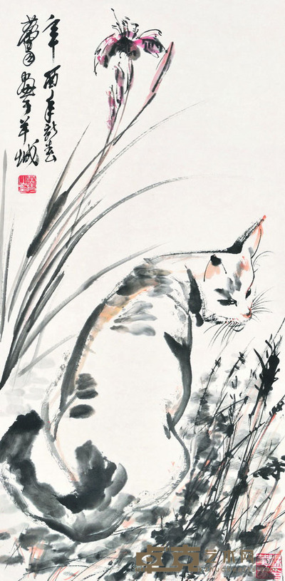 黄胄 猫 89×44 每幅3.5