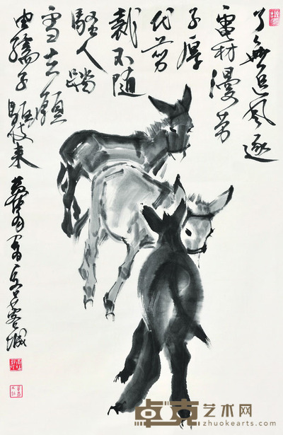 黄胄 三驴图 68×44.5 每幅2.7