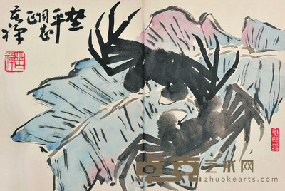 李苦禅 双蟹图 28.5×42 每幅1.09