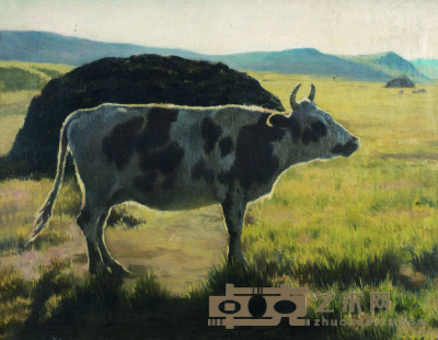 张义波 草原中的牛 26×34