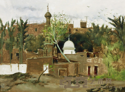 古棕 民居旁的清真寺 50×70