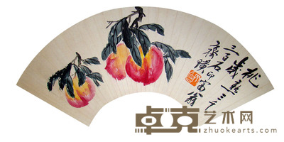 齐白石 山水扇面镜片 18×56
