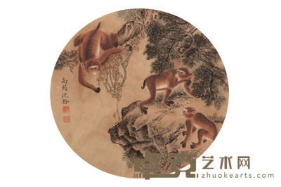 沈铨 猴团扇镜片 25×25