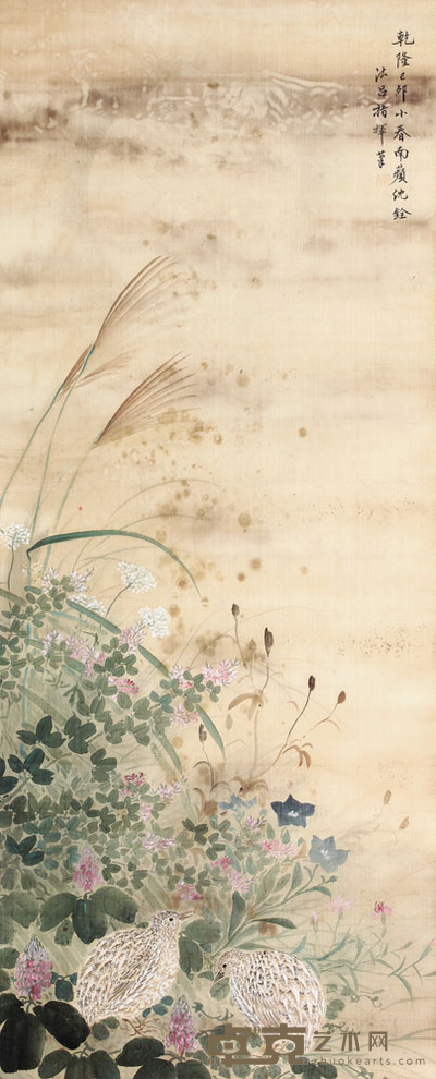 沈铨 花鸟立轴 100×40
