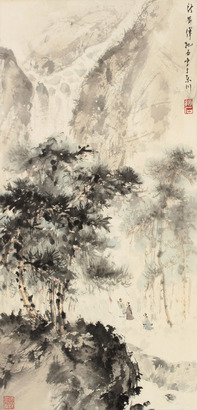 傅抱石 山水人物镜框