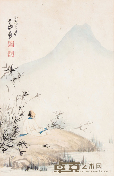 张大千 人物镜框 26×18