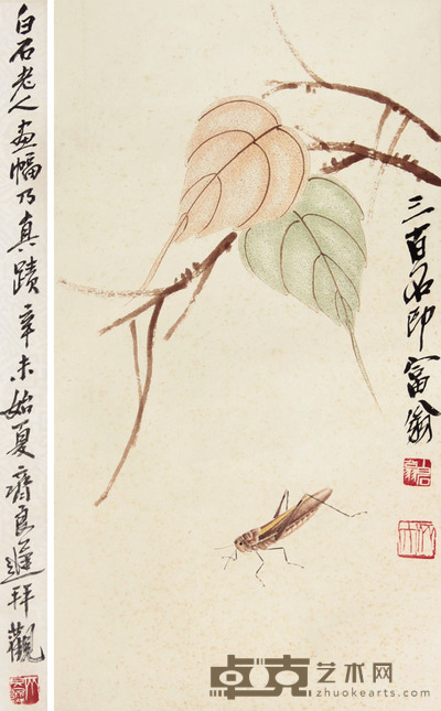 齐白石 贝叶草虫立轴 43×24