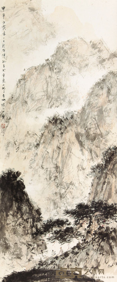 傅抱石 山水人物立轴 78×33