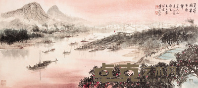 傅抱石 山水镜片 38×83