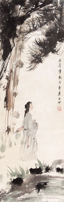傅抱石 山水人物立轴
