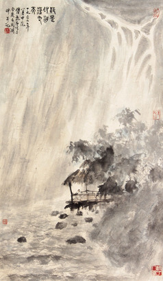 傅抱石 山水立轴