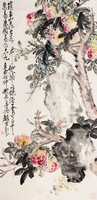 赵云壑 寿桃立轴