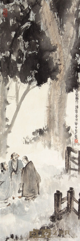 傅抱石 唐人诗意立轴 81×27