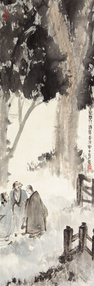 傅抱石 唐人诗意立轴