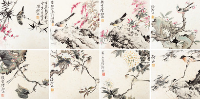 陆抑非 花鸟册页