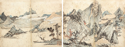 陆治 山水册页镜片