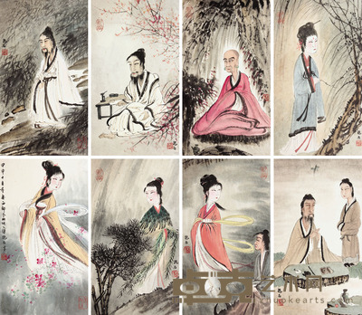 傅抱石 人物册页 33×19×8