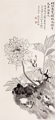 陆抑非 花鸟立轴