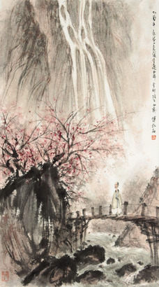 傅抱石 山水人物立轴