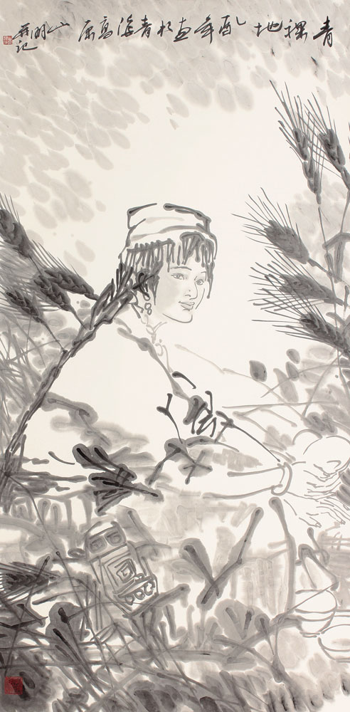 吴山明人物立轴