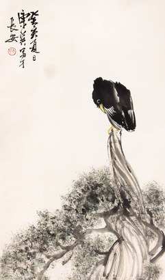 康师尧 松鹰立轴