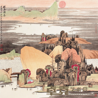 薛亮 山水立轴 66×65