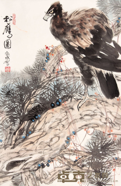 施永成 松鹰立轴 68×44