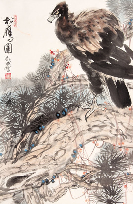施永成 松鹰立轴