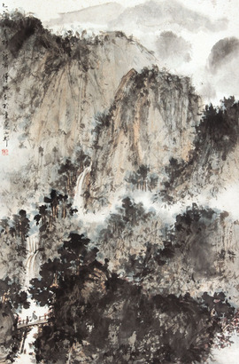 傅抱石 山水人物立轴