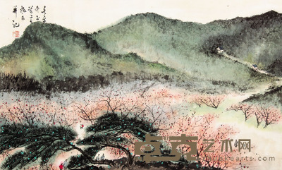 傅抱石 山水横幅立轴 33×55