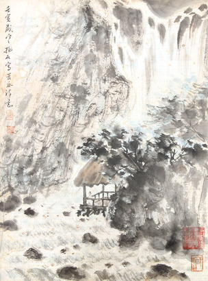 傅抱石 山水镜框