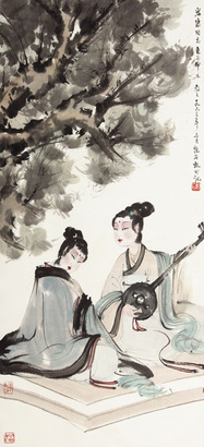 傅抱石 仕女立轴