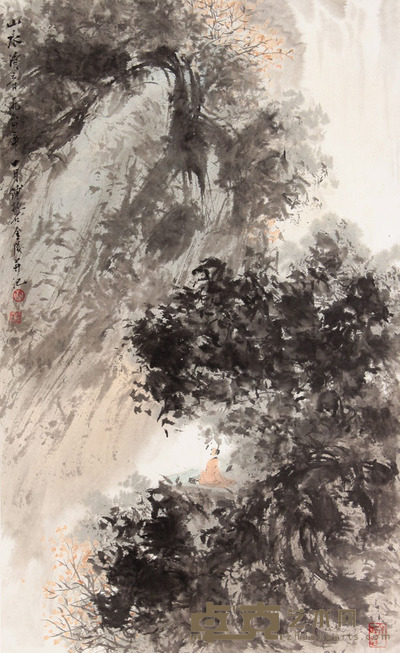 傅抱石 山水立轴 74×45