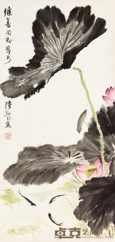 陆抑非 花卉立轴 63×30