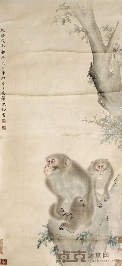 沈铨 猴立轴 123×57