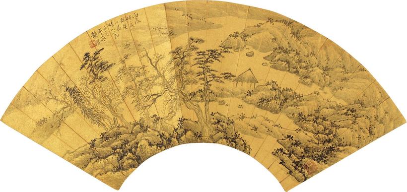 龚贤 山水 扇面