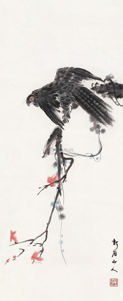 新罗山人 清 枫鹰 （一件）