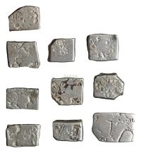 古代孔雀王朝方形银币一组十枚
