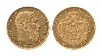 1875年比利时20法郎金币一枚